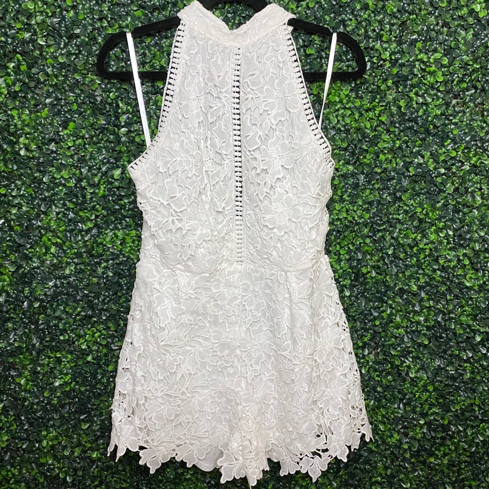 Crochet White Halter Romper